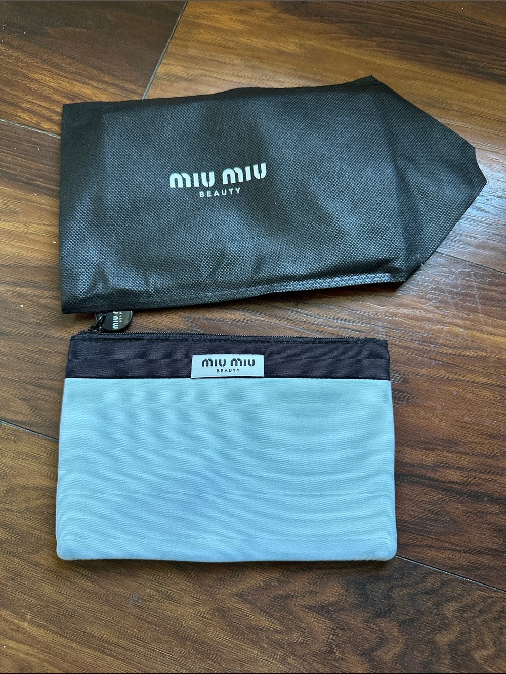 Miu Miu Two-Tone Light Blue and Black Cosmetic Pouch